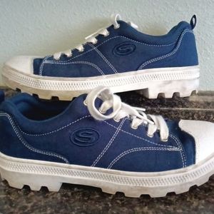 VTG Y2K Skechers SN74370 Blue Platform Women's 9.5 Lace Up Chunky Shoes